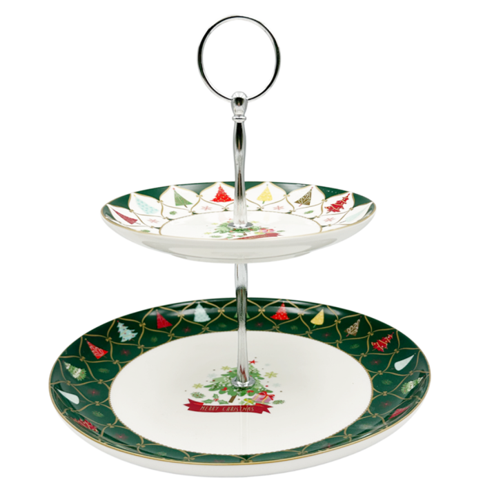 Platou prajituri – Model Braduti DIAMOND, 2 niveluri, Portelan [2]