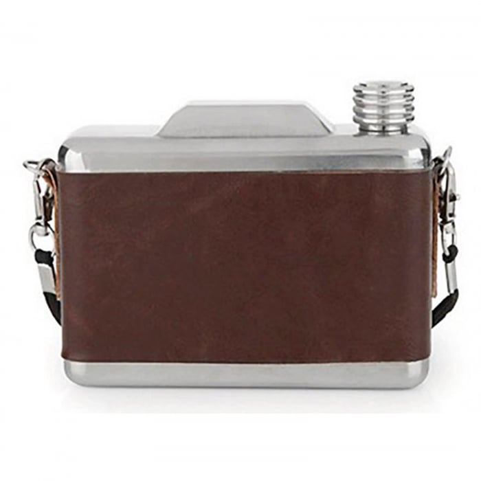 Plosca inox CAMERA FLASK, 325ml, Husa maro [2]