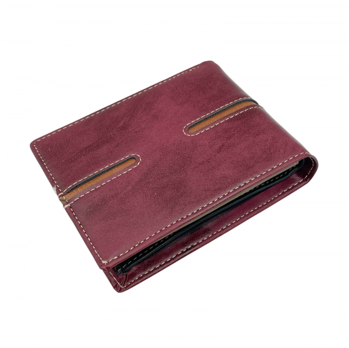Portofel barbati EMILIO 12x10cm, Burgundy, Piele Naturala [2]