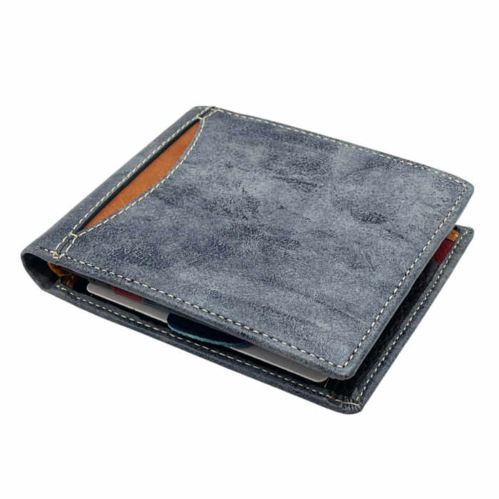Portofel barbati ALEJANDRO 12x10cm, Gri, Piele Naturala [2]