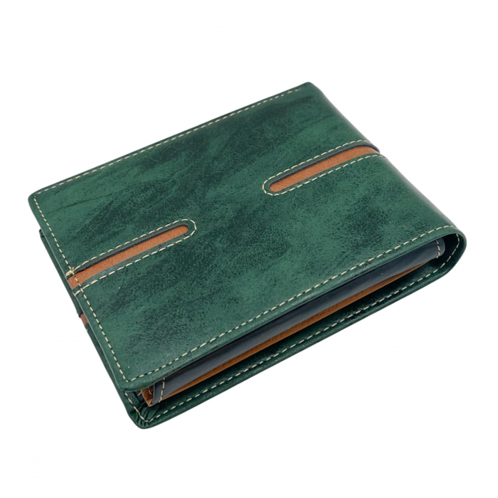 Portofel barbati EMILIO 12x10cm, Verde, Piele Naturala [2]