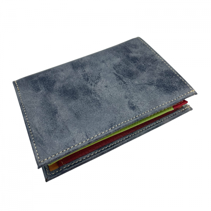 Portofel barbati CONRAD, Gri bleu, 9x13cm, Piele naturala [1]