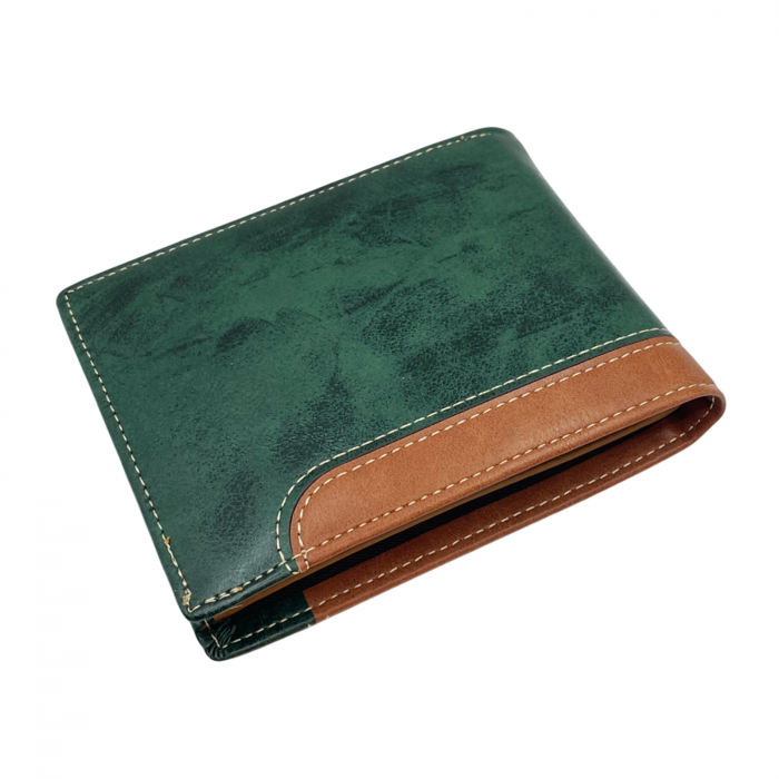 Portofel barbati ENRICO 12x10cm, Verde, Piele Naturala [3]