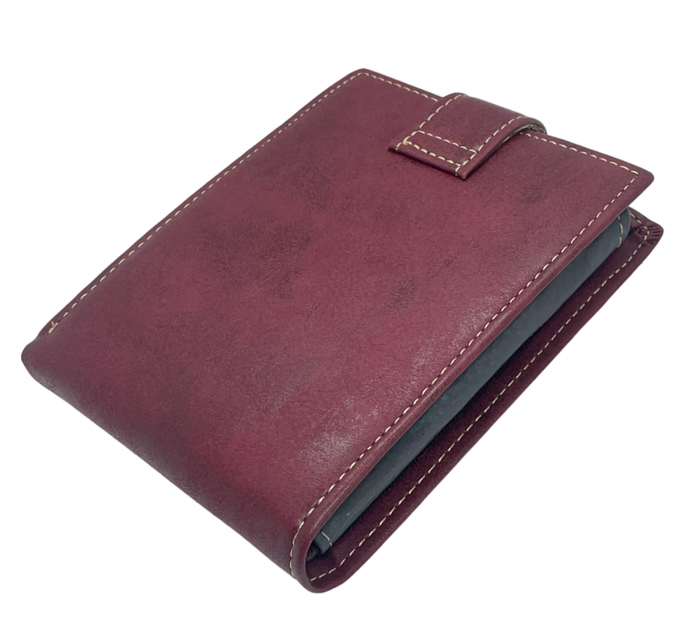 Portofel barbati FRANCO 12x10cm, Burgundy, Piele Naturala [3]