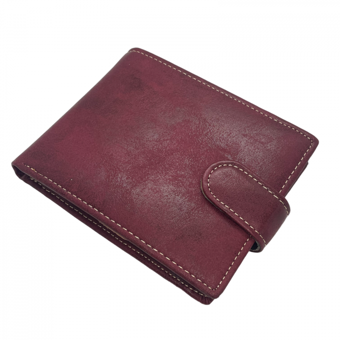 Portofel barbati FRANCO 12x10cm, Burgundy, Piele Naturala [1]