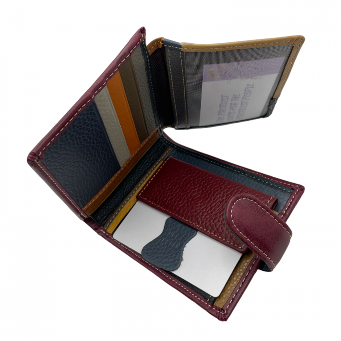 Portofel barbati FRANCO 12x10cm, Burgundy, Piele Naturala [2]