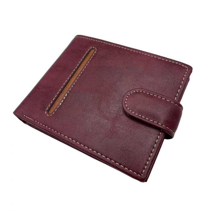 Portofel barbati FRANCO 12x10cm, Burgundy, Piele Naturala [6]