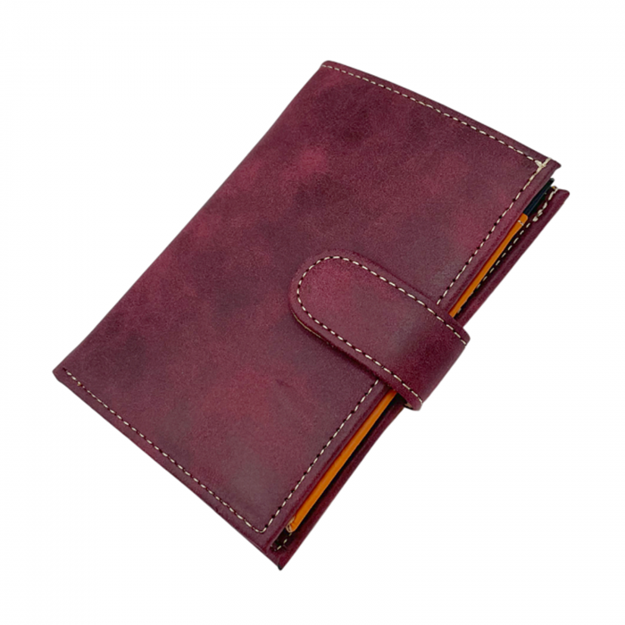 Portofel barbati SERGIO 12x10cm, Burgundy, Piele Naturala [3]
