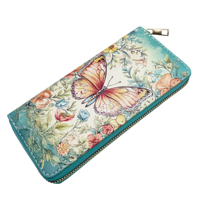 Portofel compact BUTTERFLY cu fermoar, Verde, 19cm [2]