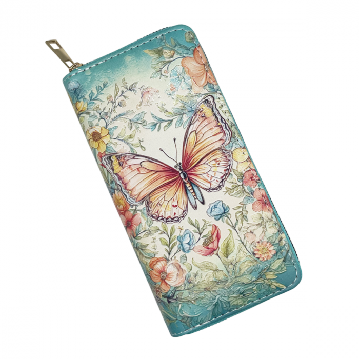 Portofel compact BUTTERFLY cu fermoar, Verde, 19cm [1]
