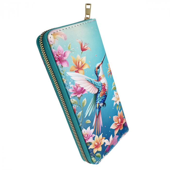 Portofel compact COLIBRI cu fermoar, Turcoaz, 19cm [2]