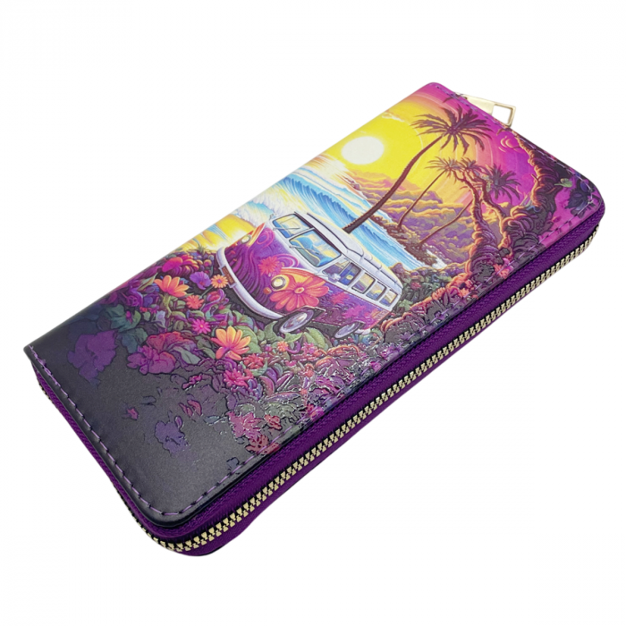 Portofel compact SUNSHINE cu fermoar, Negru, 19cm [2]