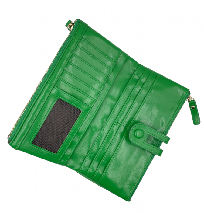 Portofel cu 2 fermoare ALLEGRA, Verde, 19cm [6]