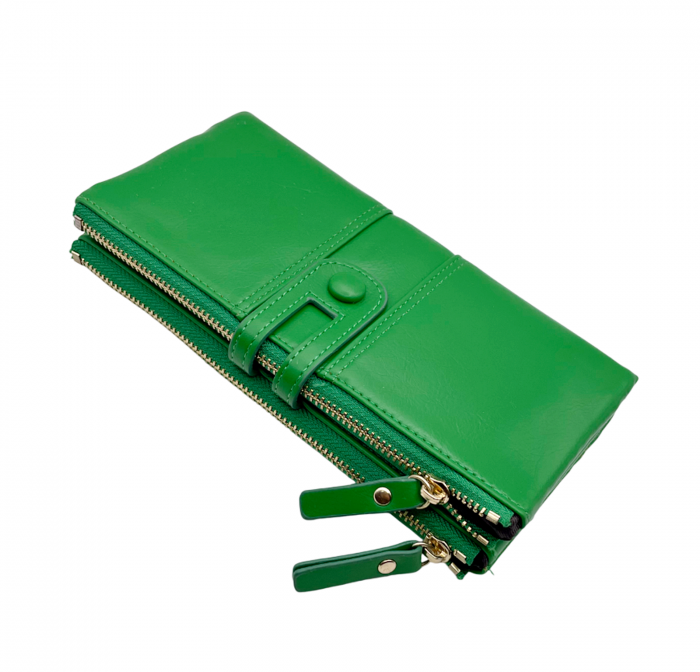 Portofel cu 2 fermoare ALLEGRA, Verde, 19cm [2]