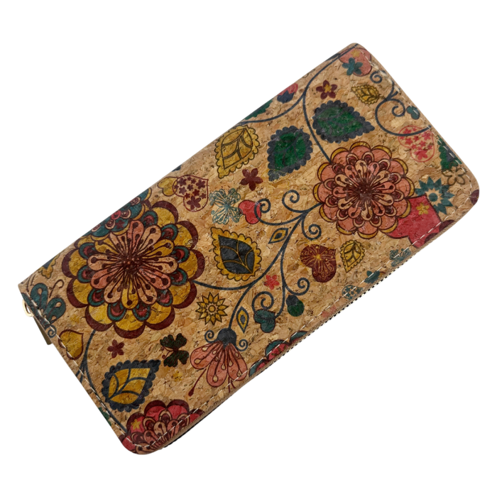 Portofel dama Vintage FLOWER cu flori, Din pluta [1]