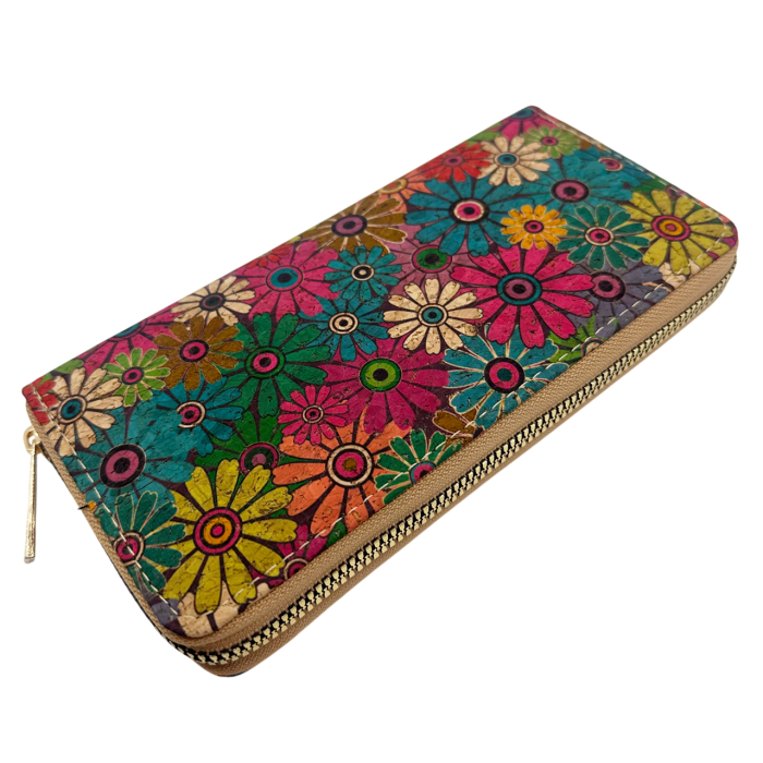 Portofel dama Vintage BLOOM cu flori, Din pluta [2]