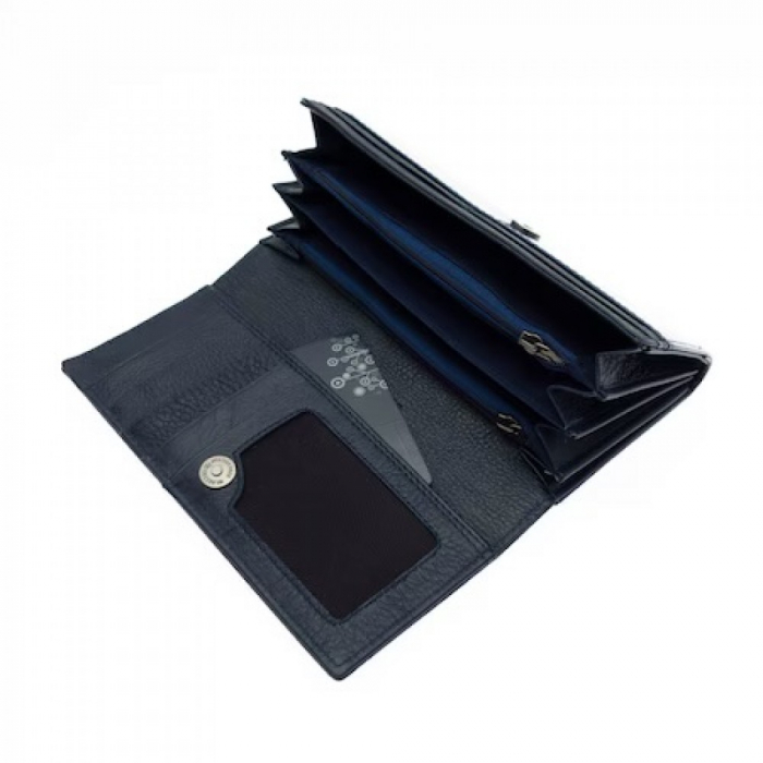 Portofel piele lacuita LAUREL, Albastru, 19cm [4]