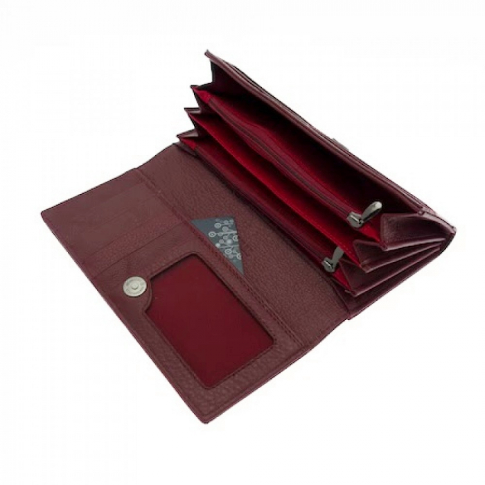 Portofel piele lacuita LAUREL, Rosu, 19cm [3]