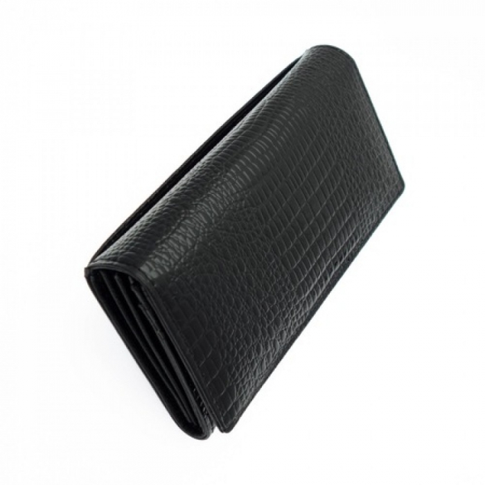 Portofel piele lacuita LAUREL, Negru, 19cm [4]