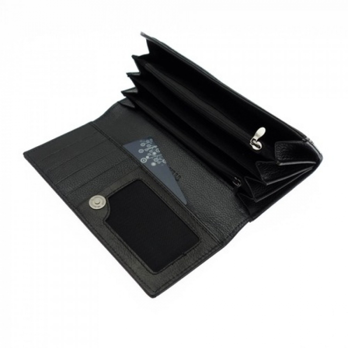 Portofel piele lacuita LAUREL, Negru, 19cm [3]