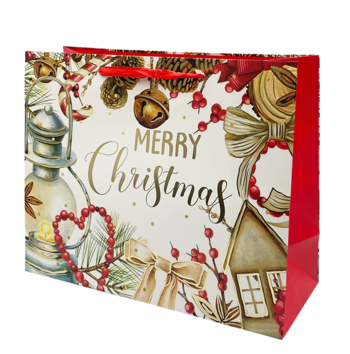 Punga cadou Craciun MERRY XMAS, 31x25cm [1]