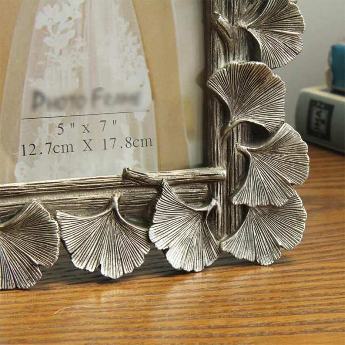 Rama foto argintie cu frunze decorative GINKO, 13x18 cm [2]