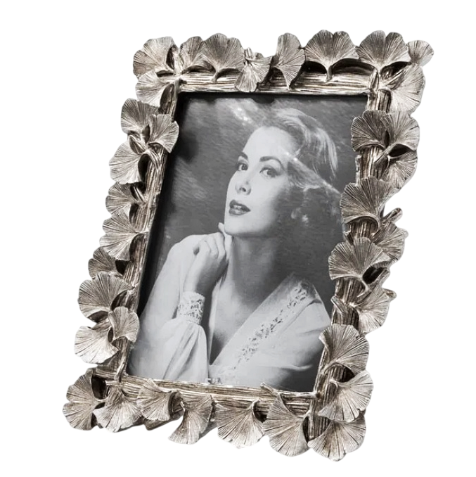 Rama foto argintie cu frunze decorative GINKO, 13x18 cm [3]