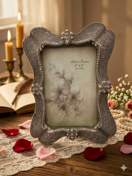 Ramă foto glam argintie cu finisaj sofisticat [4]