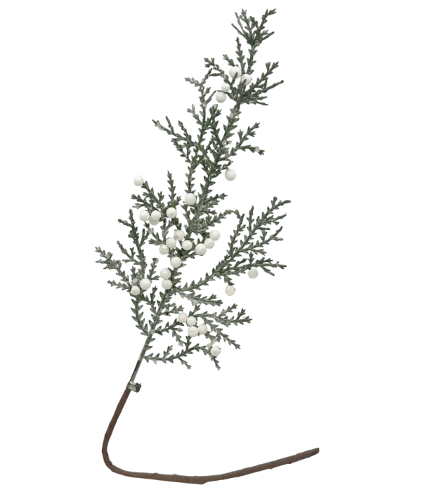 Ramura decorativa cu brad si bobite albe ICY, 43cm [1]