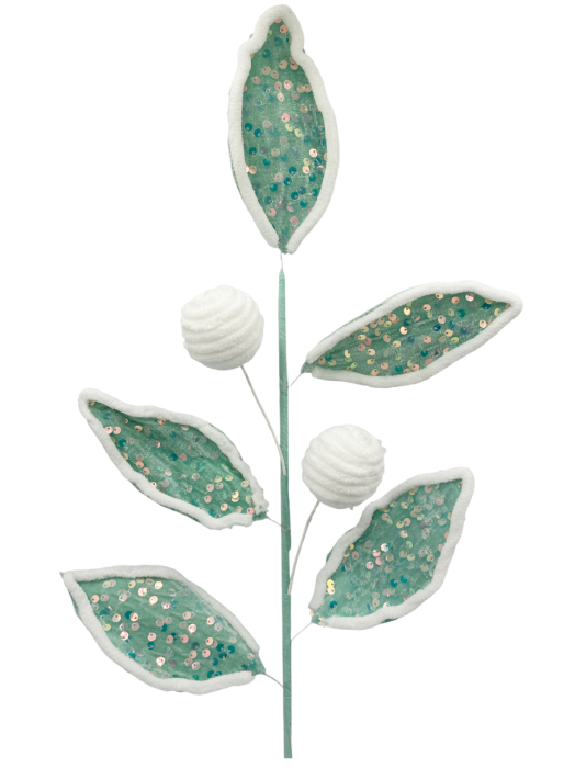 Ramură decorativă verde mentă cu paiete [2]