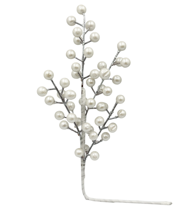 Ramura decorativa cu bobite albe perlate [3]