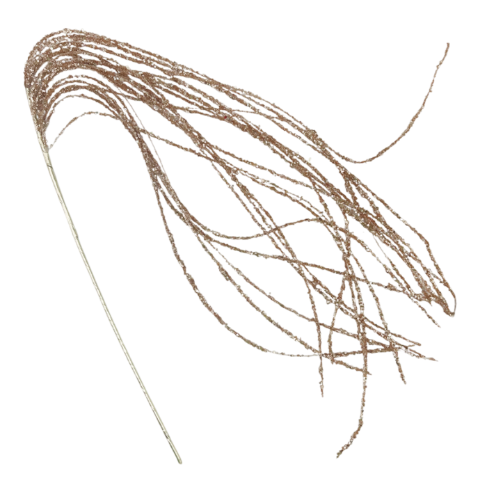 Ramură decorativă cu fire subțiri și sclipici JANIS, Sampanie, 65cm [1]