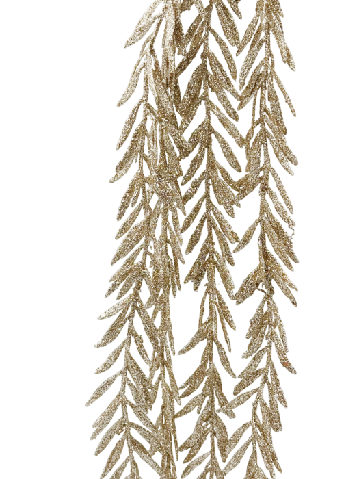 Ramură decorativă aurie cu sclipici - ornament elegant pentru aranjamente de Crăciun [2]