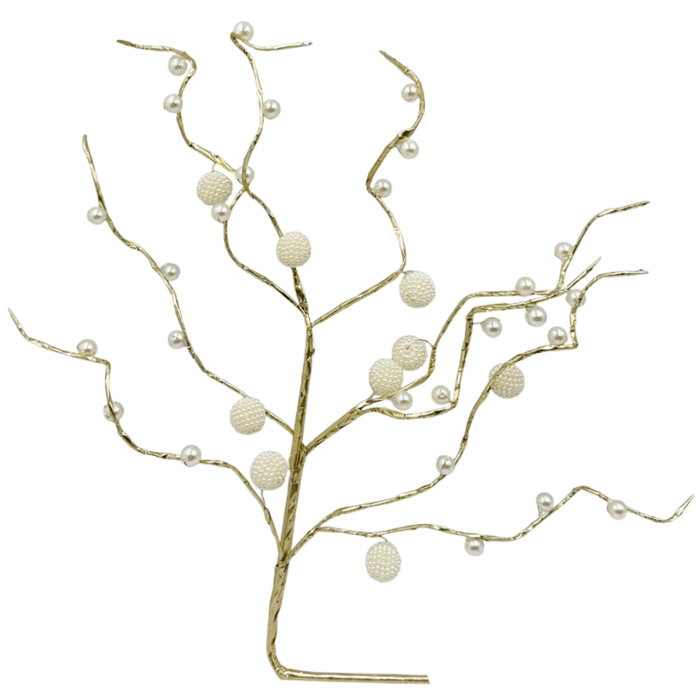 Ramură decorativă cu perle ivoire și finisaj auriu [1]