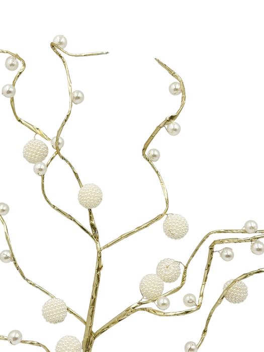 Ramură decorativă cu perle ivoire și finisaj auriu [2]