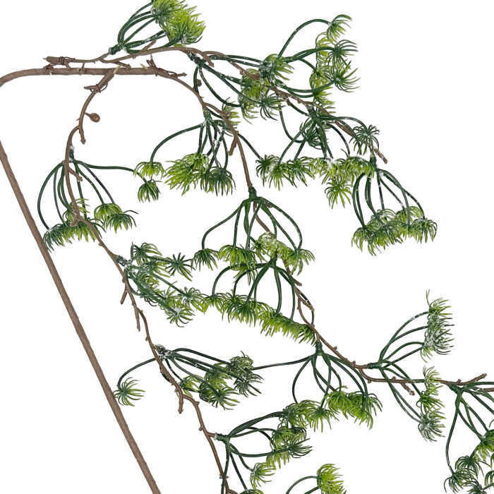Ramură decorativa cu frunze verzi ninse LARA, 50cm [3]