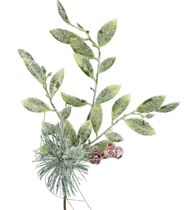 Ramura decorativa cu frunze si bobite inzapezite FREEZY, 60cm [2]