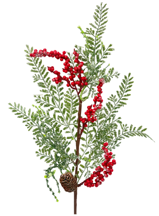 Crenguță decorativă cu boabe roșii și con [2]