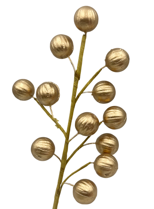 Ramură decorativă cu globuri aurii miniaturale JOY [2]