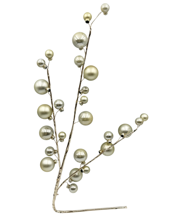 Ramură decorativă cu globuri sampanie sidefate GLAM [2]