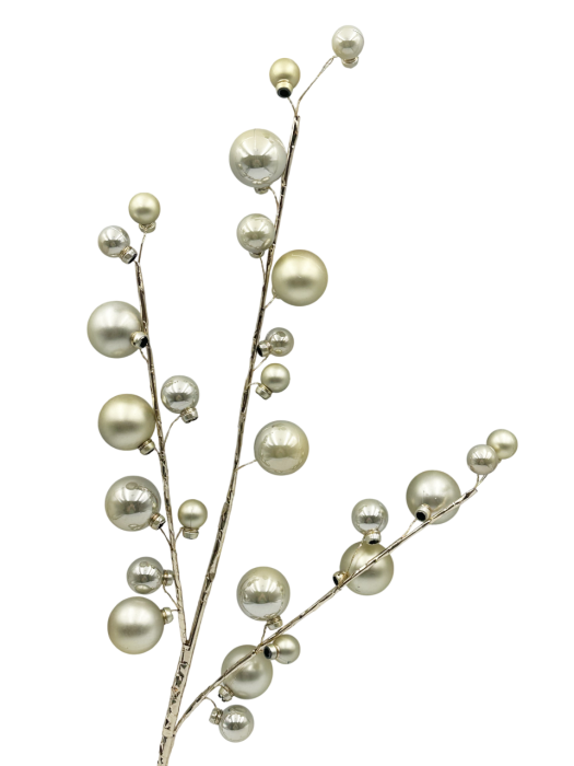 Ramură decorativă cu globuri sampanie sidefate GLAM [1]