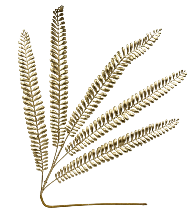 Ramură decorativă aurie cu frunze metalizate ARON [1]