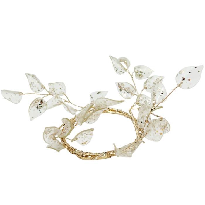 Coro­niță decorativă cu frunze aurii cristaline GLAM - decor de Crăciun elegant [1]