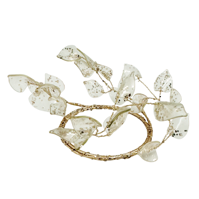 Coro­niță decorativă cu frunze aurii cristaline GLAM - decor de Crăciun elegant [2]