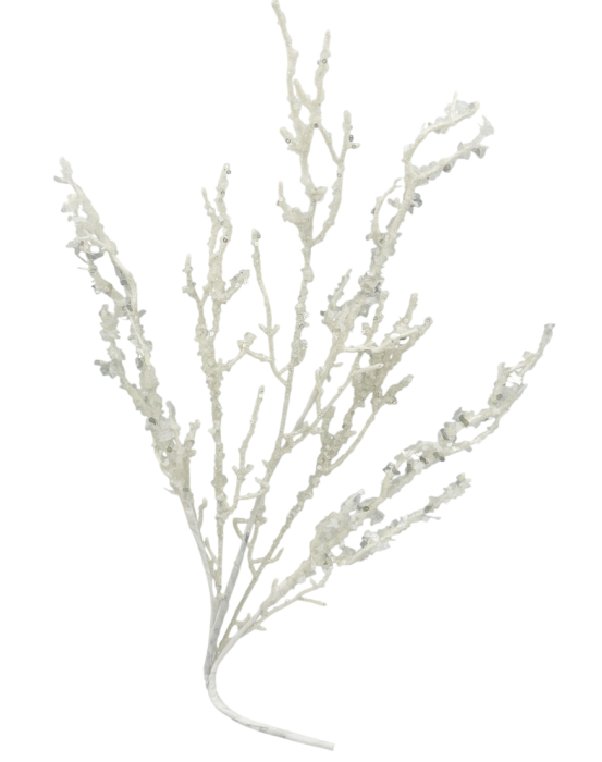 Ramură decorativă albă cu sclipici si paiete FROSTINE [1]