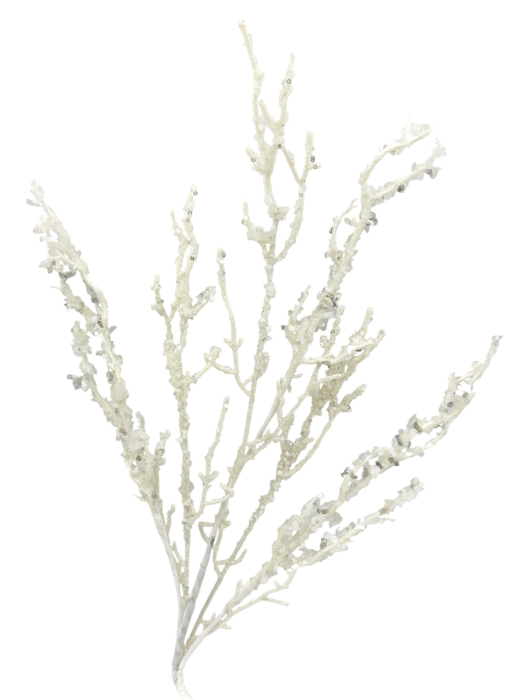 Ramură decorativă albă cu sclipici si paiete FROSTINE [2]