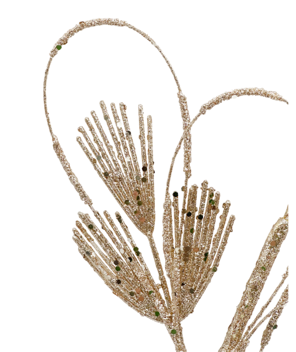 Ramura decorativa cu sclipici BELLE, Sampanie, 65cm [3]