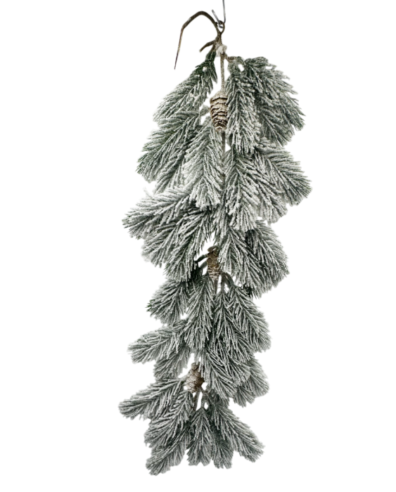 Ramură Decorativă de Brad cu Zăpadă Artificială și Conuri WINTER [1]