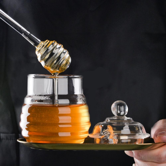 Recipient din sticla pentru miere, Honey, Cu picurator [4]