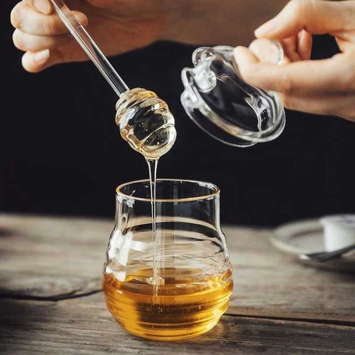 Recipient din sticla pentru miere, Honey, Cu picurator [6]